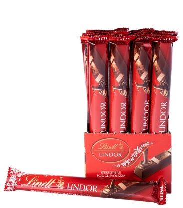 Picture of LINDT BARRETTA SNACK 38gr 24pz - LATTE LINDOR composta da:------