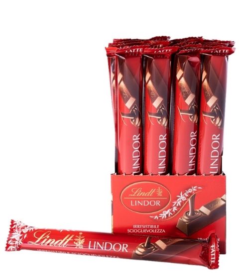 Picture of LINDT BARRETTA SNACK 38gr 24pz - LATTE LINDOR composta da:------
