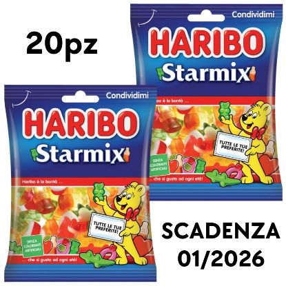Immagine di HARIBO BUSTA MINI STARMIX 60g 20pz (SC.01/2026) composta da:------