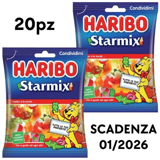 Immagine di HARIBO BUSTA MINI STARMIX 60g 20pz (SC.01/2026) composta da:------