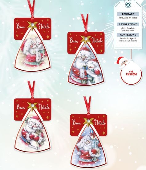 Immagine di BIGLIETTI NATALE CHIUDIPACCO 4x25bustine 5,5x8cm BABBO NATALE