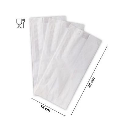 Immagine di SACCHETTI CARTA BIANCO SOFFIETTO 14x28x5cm 100pz