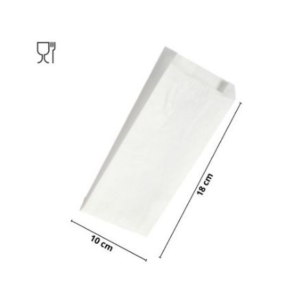 Immagine di SACCHETTI CARTA BIANCO SOFFIETTO 10x18x3cm 100pz