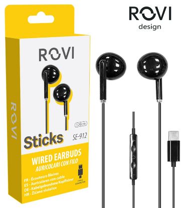 Immagine di AURICOLARI CUFFIE STICKS SE912 1pz TYPE-C NERO BLISTER - ROVI