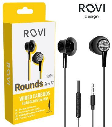 Immagine di AURICOLARI CUFFIE ROUNDS SE917 1pz JACK 3,5mm NERO BLISTER - ROVI