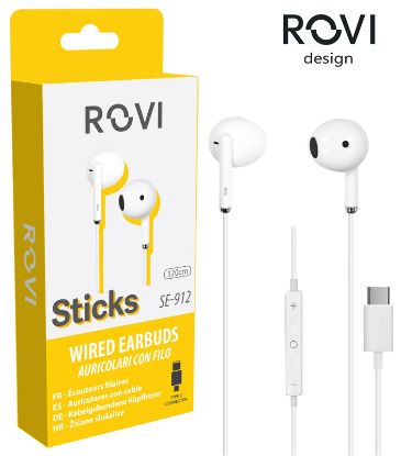 Immagine di AURICOLARI CUFFIE STICKS SE912 1pz TYPE-C BIANCO BLISTER - ROVI