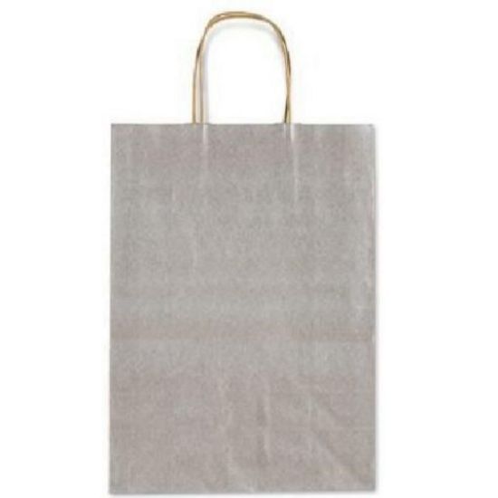 Immagine di SACCHETTI SHOPPER TU ARGENTO 16x8x21cm 25pz CON MANICO CORDA