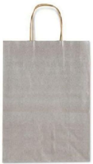 Immagine di SACCHETTI SHOPPER TU ARGENTO 16x8x21cm 25pz CON MANICO CORDA