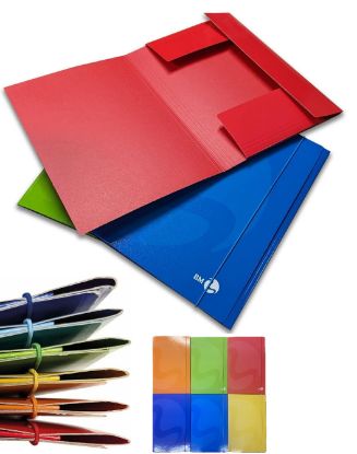 Picture of CARTELLA CON ELASTICO PRESPAN 25x35cm 1pz 3 LEMBI D.1cm COLORI ASSORTITI