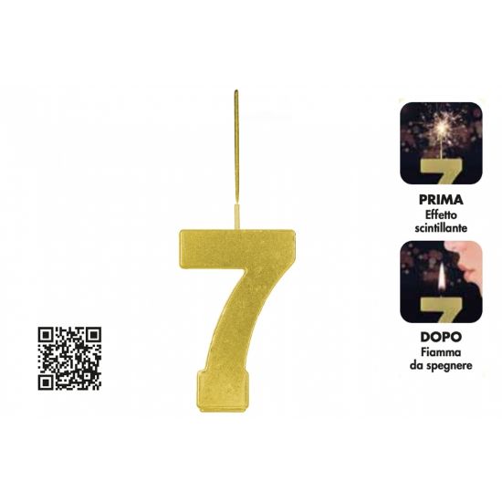 Picture of CANDELA COMPLEANNO MAGIC 1pz N.7 68mm - BORGONOVO