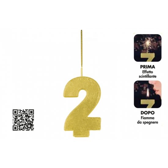 Picture of CANDELA COMPLEANNO MAGIC 1pz N.2 68mm - BORGONOVO