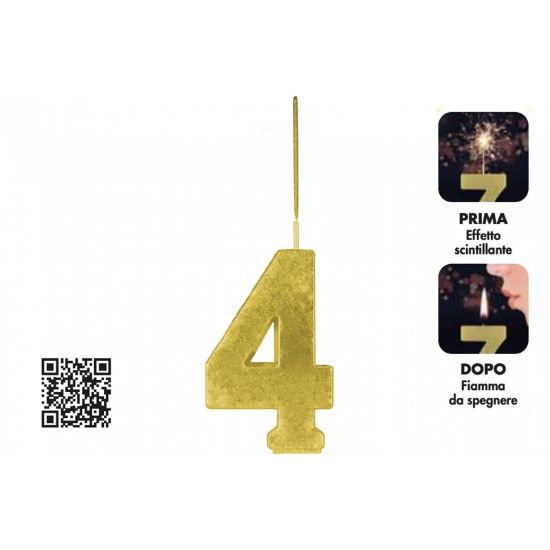 Picture of CANDELA COMPLEANNO MAGIC 1pz N.4 68mm - BORGONOVO