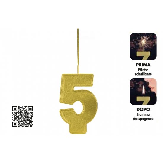 Picture of CANDELA COMPLEANNO MAGIC 1pz N.5 68mm - BORGONOVO