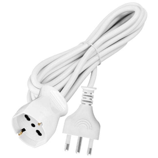 Immagine di CAVO PROLUNGA 5mt SPINA 16A/SCHUKO PRESA 10/16A BIANCO -  NOVALINE