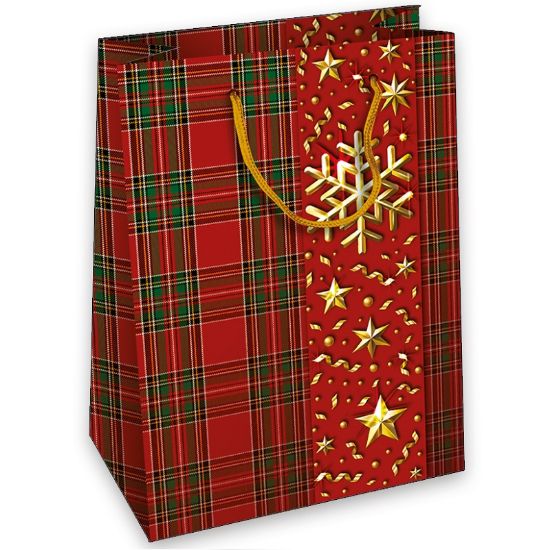 Immagine di SACCHETTI SHOPPER METAL 18x11x23cm 10pz RED CHRISTMAS