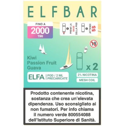 Picture of ELFBAR ELFA RIC. POD 1x2pz 20mg/ml KIWI PASSION FRUIT GUAVA - PLN010816
