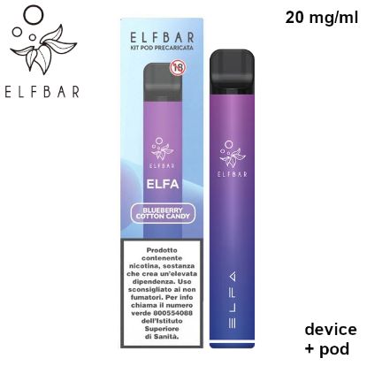 Immagine di ELFBAR ELFA DEVICE+POD 1pz 20mg/ml BLUEBERRY COTTON CANDY - PLN010813