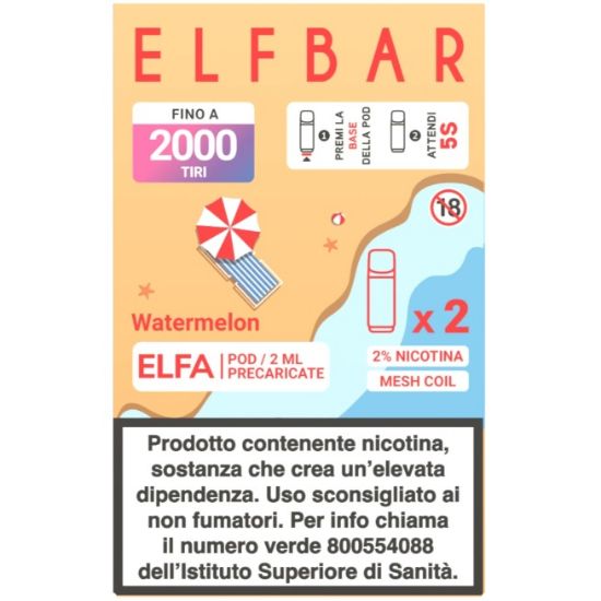 Picture of ELFBAR ELFA RIC. POD 1x2pz 20mg/ml WATERMELON - PLN010812