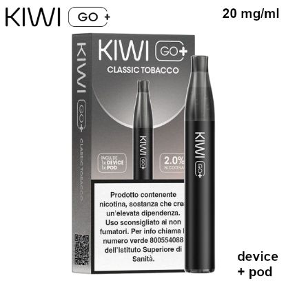 Immagine di KIWI GO PLUS STARTER KIT + POD 1pz CLASSIC TOBACCO 2ml 20mg/ml - PLN012767
