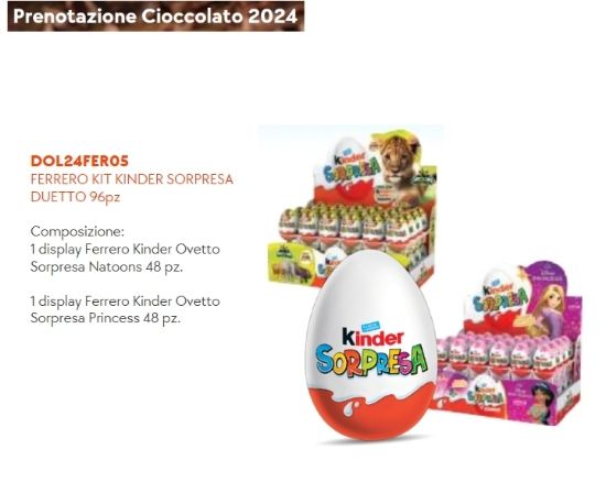 Immagine di FERRERO KIT KINDER SORPRESA DUETTO 96pz composto da: