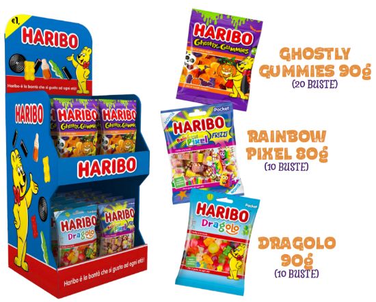 Immagine di HARIBO BUSTA HARIBO 80/90g 40pz EXPO DA BANCO ASSORTITO