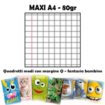 Immagine di QUADERNI MAXI BIMBA Q 5mm 80gr - 5pz 21x29cm A4 - CON MARGINE