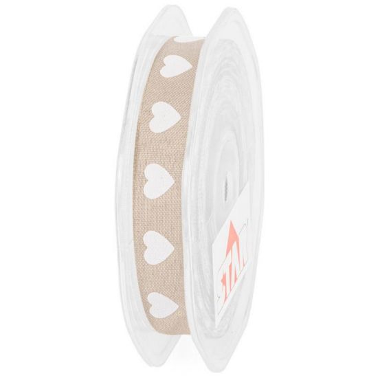 Picture of NASTRI TESSUTO 15mmX20mt BEIGE CUORI BIANCHI
