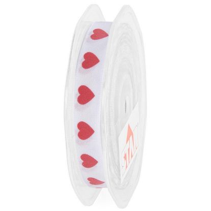 Picture of NASTRI TESSUTO 15mmX20mt BIANCO CUORI ROSSI