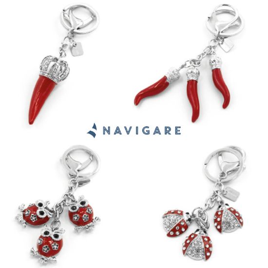 Immagine di PORTACHIAVI NAVIGARE 4pz PORTAFORTUNA + SCATOLA REGALO (promo senza shopper)