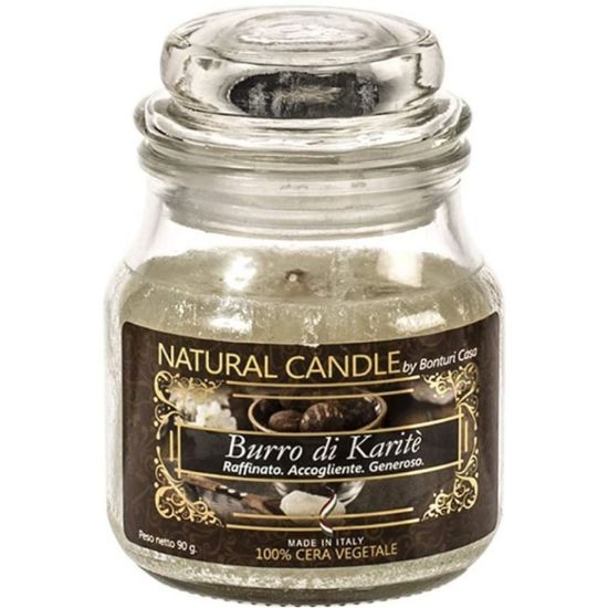 Immagine di CANDELA 90gr VEGETALE IN GIARA VETRO BURRO KARITE'