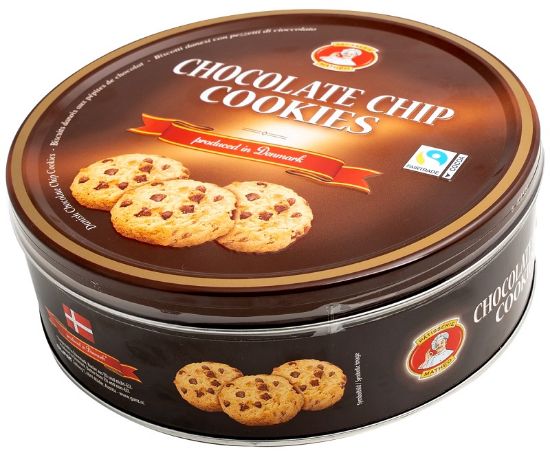 Immagine di BISCOTTI DANESI GOCCE DI CIOCCOLATO 454gr - SCATOLA METALLO MARRONE