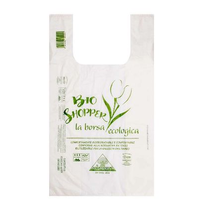 Picture of SACCHETTI SHOPPER A 23x40cm 500pz 2,25Kg BIOCOMPOSTABILI BIANCHI