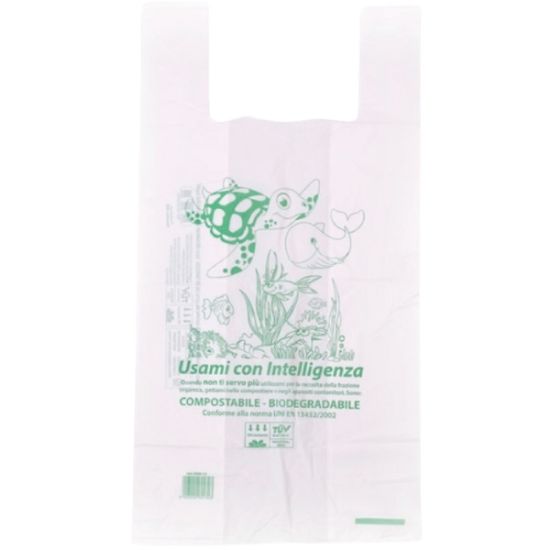 Immagine di SACCHETTI SHOPPER A 23x40cm 500pz 5g BIOCOMPOSTABILI BIANCHI