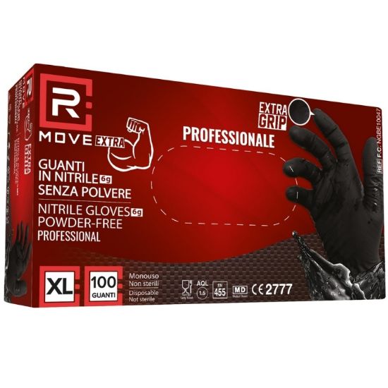 Picture of GUANTI NITRILE NERO 6gr Tg.XL 100pz SPESSORE DA LAVORO