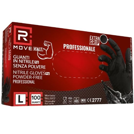 Picture of GUANTI NITRILE NERO 6gr Tg.L 100pz SPESSORE DA LAVORO