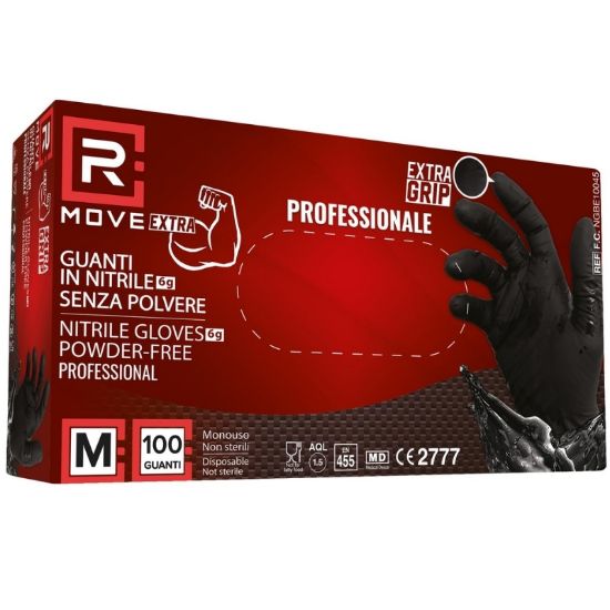 Picture of GUANTI NITRILE NERO 6gr Tg.M MEDIO 100pz SPESSORE DA LAVORO