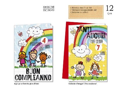 Picture of BIGLIETTI CROMO COMPLEANNO BAMBINI 12pz