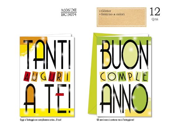 Picture of BIGLIETTI CROMO COMPLEANNO 12pz