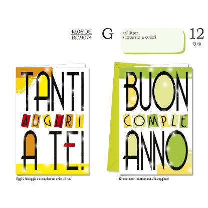 Picture of BIGLIETTI CROMO COMPLEANNO 12pz