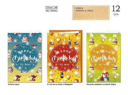 Picture of BIGLIETTI CROMO COMPLEANNO 12pz