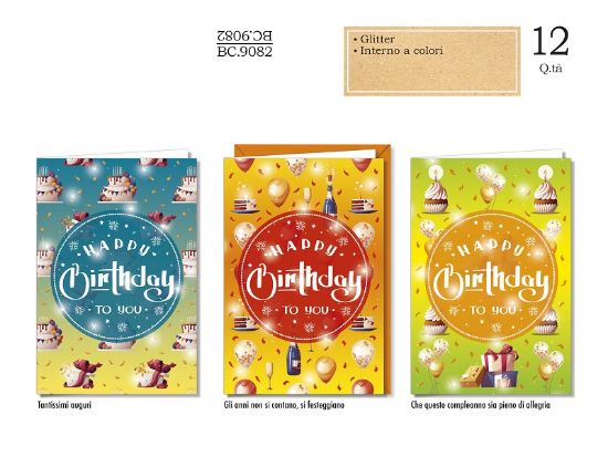 Picture of BIGLIETTI CROMO COMPLEANNO 12pz