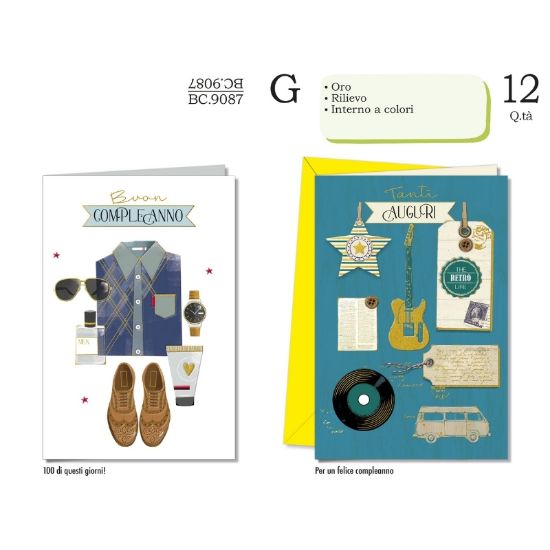 Picture of BIGLIETTI CROMO COMPLEANNO MASCHILE 12pz
