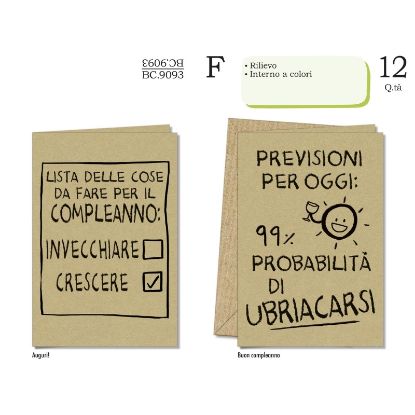 Picture of BIGLIETTI CROMO COMPLEANNO UMORISTICI 12pz