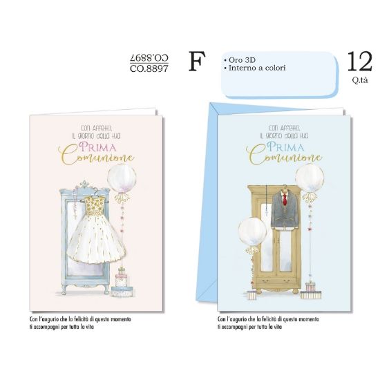 Picture of BIGLIETTI CROMO COMUNIONE 12pz