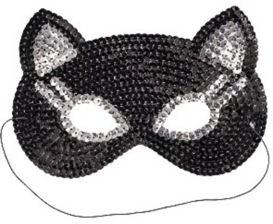 Picture of MASCHERA GATTO IN TESSUTO CON PAILLETTES SU CARTONCINO