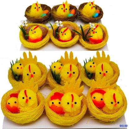 Picture of PULCINI 6pz SOGGETTI ASSORTITI CON NIDO GIALLO