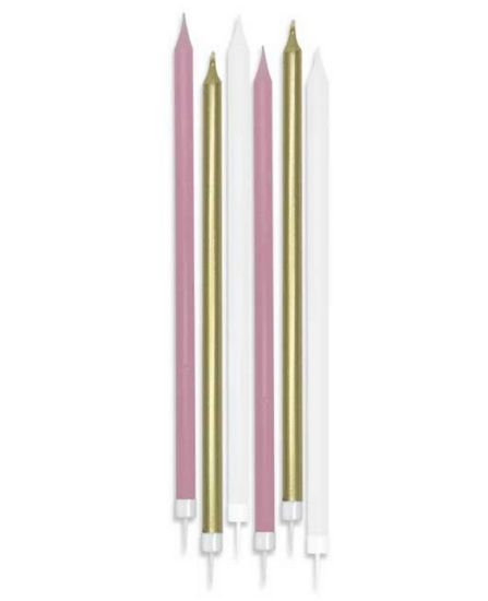 Picture of CANDELINE MATITE 6pz 15cm ROSA BIANCO ORO