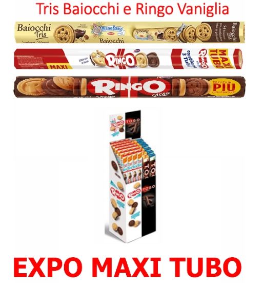 Immagine di BISCOTTI BAIOCCHI + RINGO MAXI TUBO 36pz + EXPO DA TERRA - MULINO BIANCO