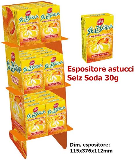 Immagine di DUFUR CARAMELLE EXPO SELZ SODA 24pz 39gr ASSORTITI + EXPO IN CARTONE DA BANCO