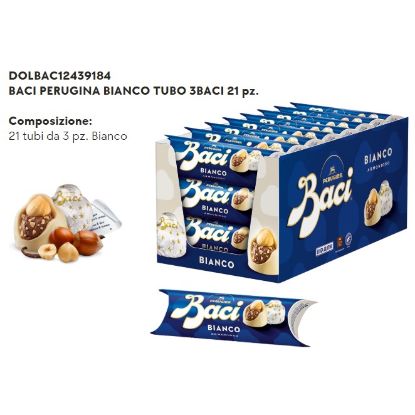 Immagine di BACI PERUGINA BIANCO TUBO 3baci 21pz - PR2025